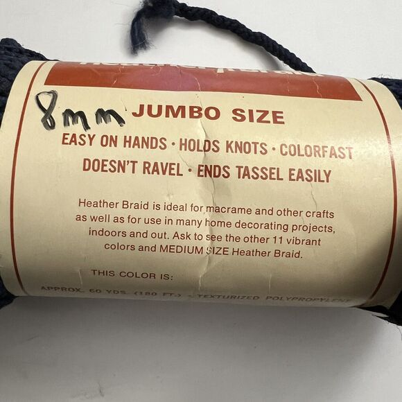 Vintage Heather Braid Macrame Cord 8mm 60 Yds Knotting Weaving Craft Knit Blue - Picture 4 of 5